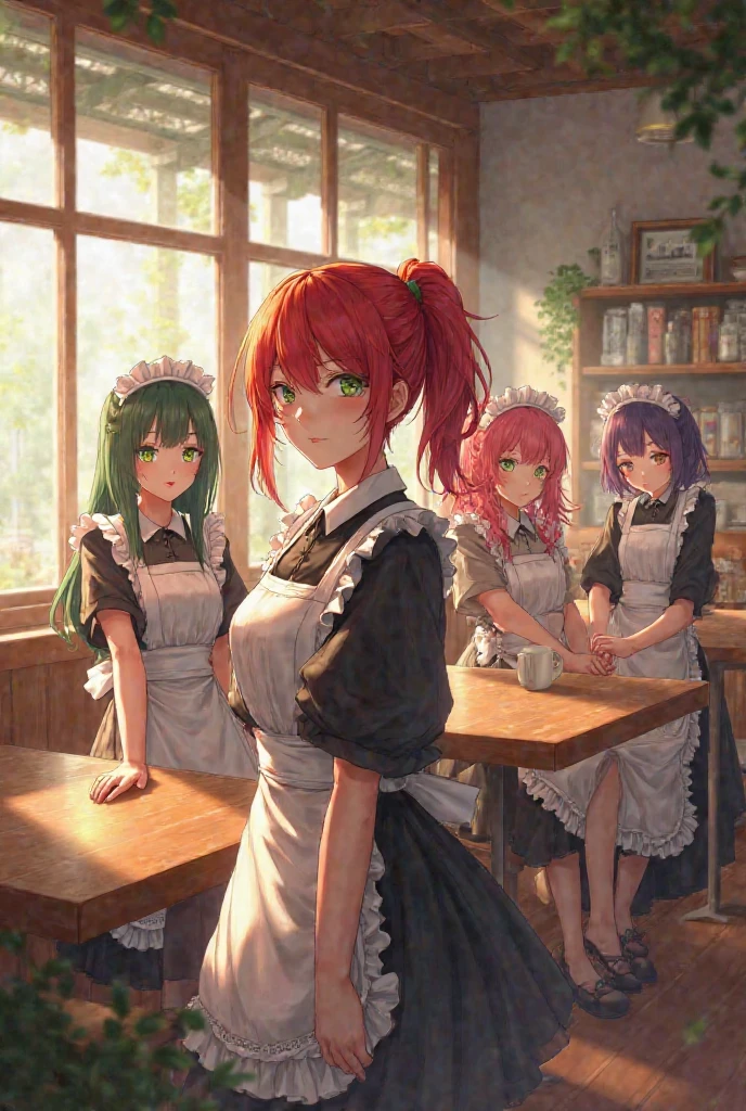 masterpiece, lots of detail, 4k, 8k, ((ultra-detailed)), highres, soft lighting, 2girls, ramen shop, {multicolored hair|green hair|red hair|white hair}
