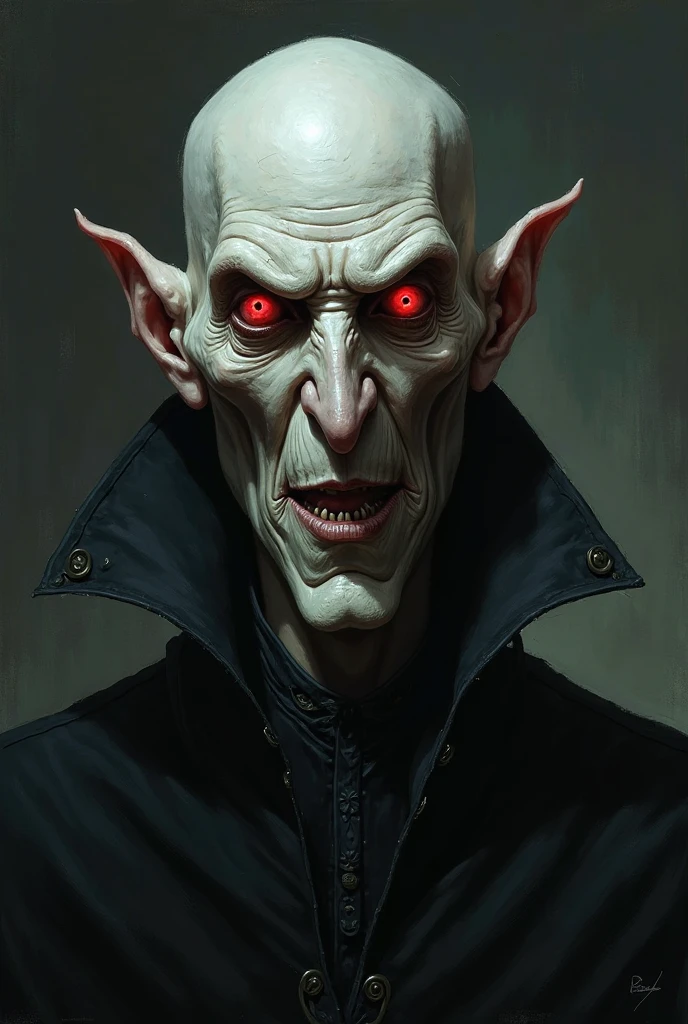 amazed victorian vampire lord, bald, intricate details, 8k, depth of field, high quality, white background <lora:nsfrati:0.7>