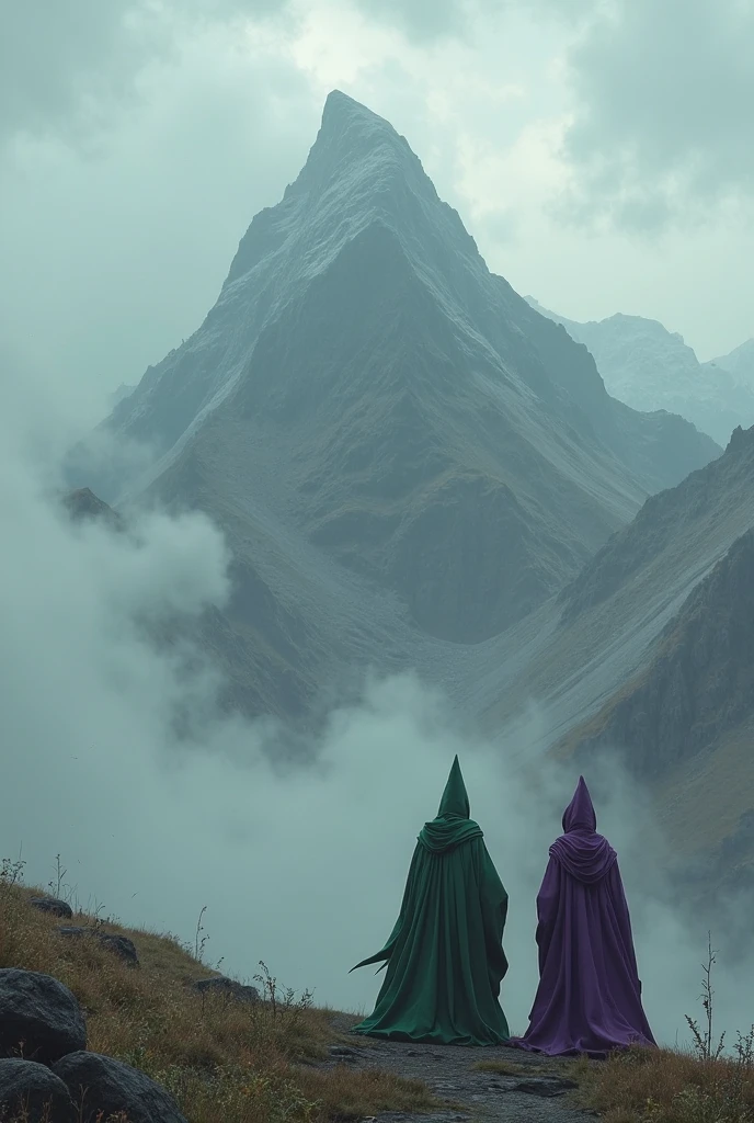 Two people pair up, men and women wearing the hijab, using dragonfly wings, they stood on a mountain, holding a black flag with a sharp tip, Sergey Zabelin, sergey krasovskiy, sergey vasnev, alexey egorov, beeple and jean giraud, Stefan Koidl, maxim sukharev, adim kashin, award-winning color photos, Very conceptual art, danila tkachenko