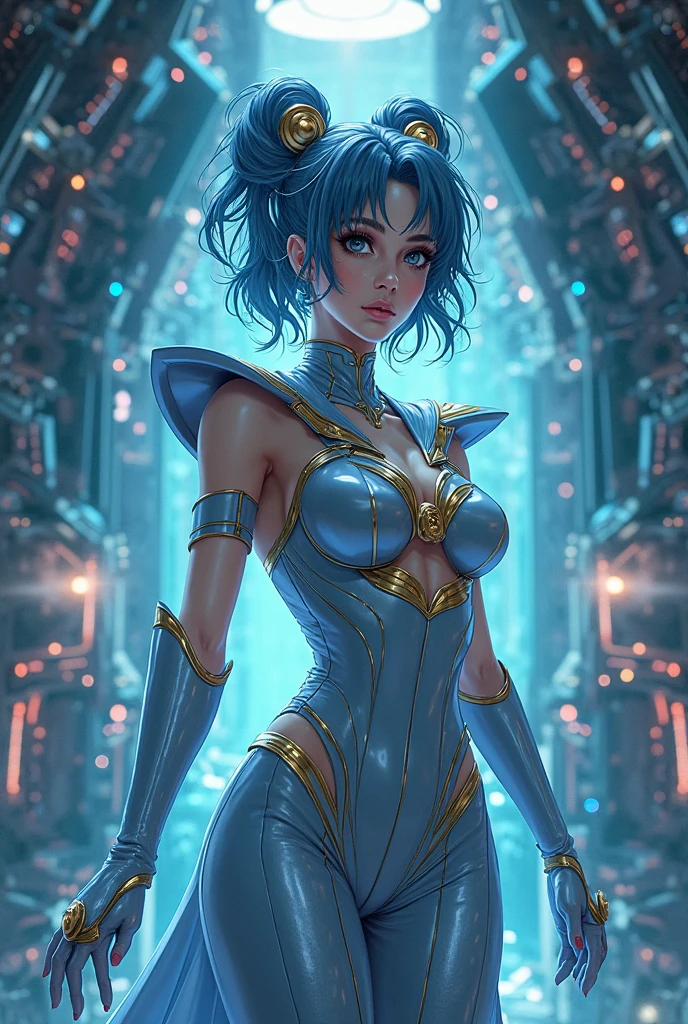 a darkskinned woman, 30 years old, short athletic body, tight waist, firm , perfect ass, very short blue hair, blue eyes, sensual lips, energetic, smile, love, beautiful detailed eyes, beautiful detailed lips, extremely detailed eyes and face, long eyelashes, photorealistic, 8k, hyperrealistic, masterpiece, digital painting, intricate details, realistic skin texture, vibrant colors, dramatic lighting, exercising, 168 cm long, tight dresses or bodygloves