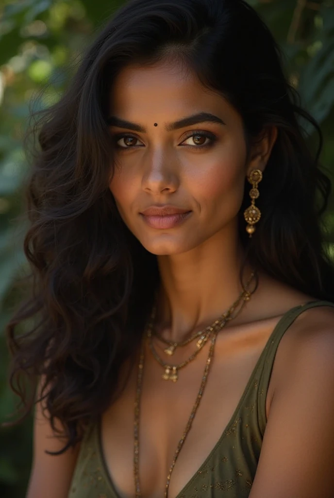  tribal warrior, masterpiece, dark skinned, strong muscular body, natural hairstyle with very tight curls, kohl, jungle in the background, cowboy shot, dark fantasy, intricate, highly detailed, by luis Royo, 1girl, (UHD, 8K wallpaper, High resolution), Cinematic lighting, award-winning, extremely detailed skin, extra detailed face, high detail eyes, photo-realistic, Zeiss 85 mm F/1.4, by Ellen von Unwerth