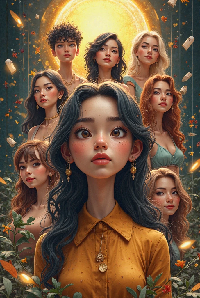 Jesus and the twelve apostles, 12 women, famous paintings, perfect facial features