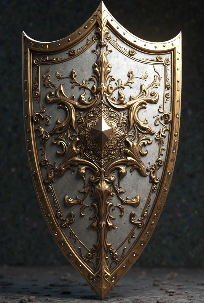 Make a shield that signifies creativity, luxury, responsibility and humility 