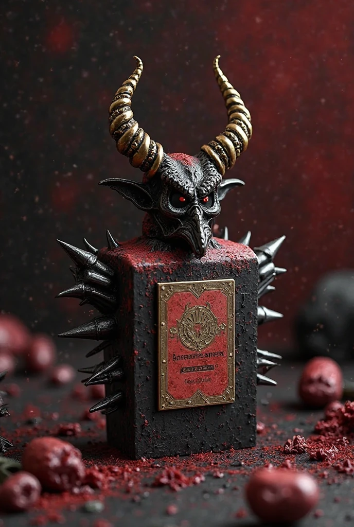 Realistic photo, baphomet skull, blood fountain, pentagram, satan, hell 666