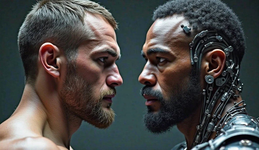 Generate an image of jon jones vs tom aspinall fighting in the octagon
