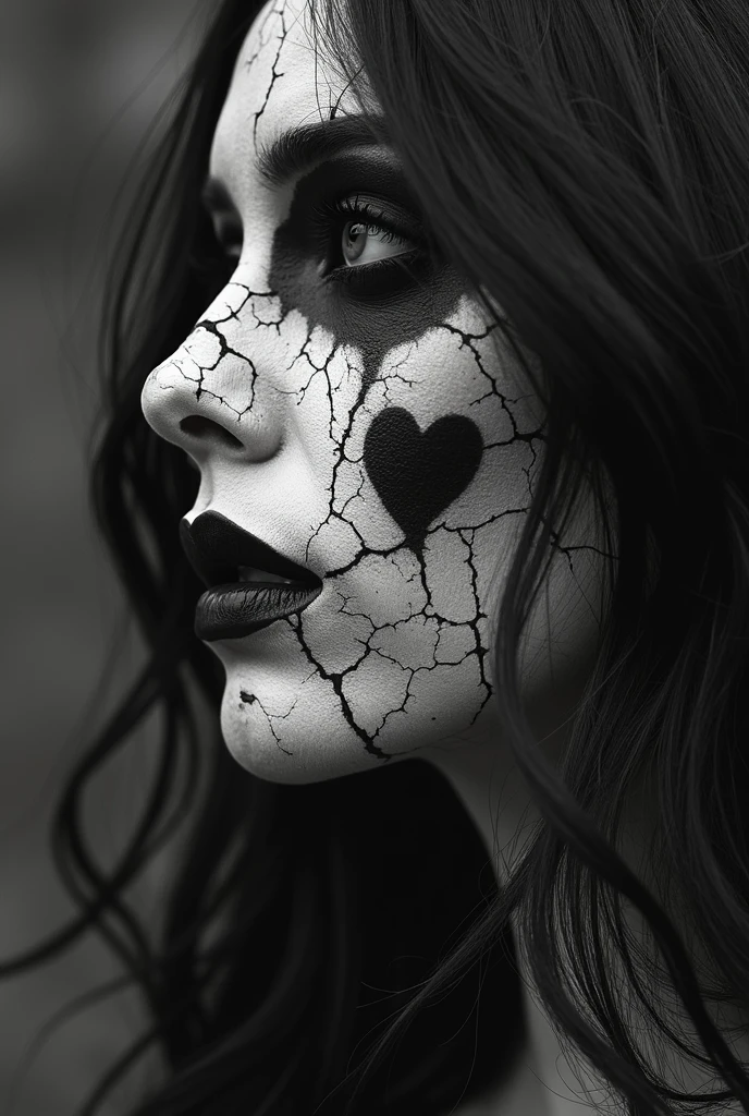 A haunting image of a cannibal and a rose, the cannibal's face obscured in darkness, revealing only a sinister smile and bloodstained teeth, holding a crimson rose delicately in their hand, the thorns piercing their skin, withering petals scattered on the ground, a play of light and shadow enhancing the eerie atmosphere, a macabre fusion of horror and beauty, Photography, black and white with high contrast, shot with a 50mm lens, --ar 1:1 --v 5