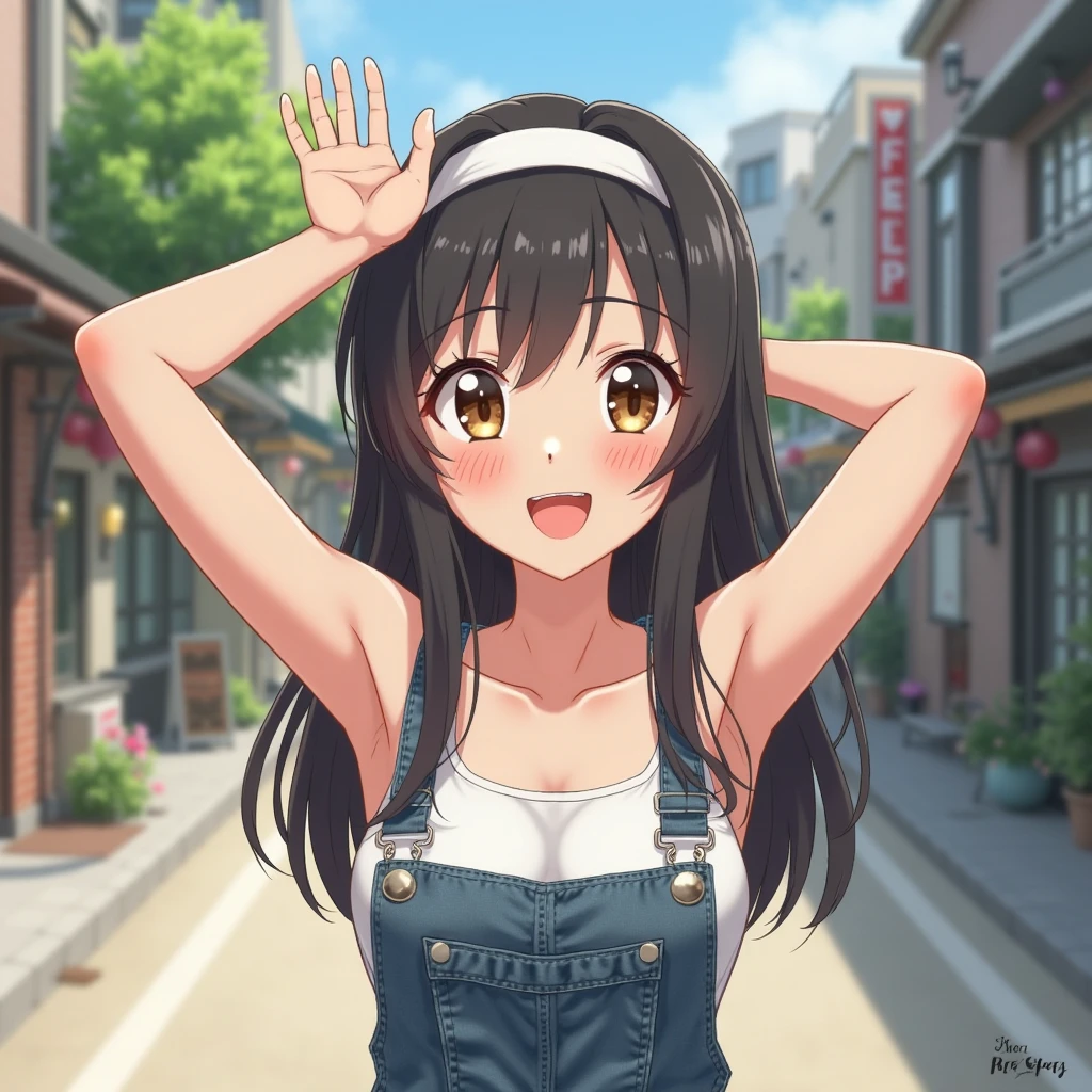 masterpiece、highest quality、Very detailed、Photograph the upper body、1 female、(Put your arms behind your back:1.4)、Are standing、Turn your body forward、View your viewers、(dog ear headband、Dog's tail)、break,blush、shy、Pink Hair、Open your mouth、In town、Big Breasts、