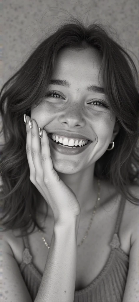Real woman posing to have her feet photographed smiling and seductive in very real style