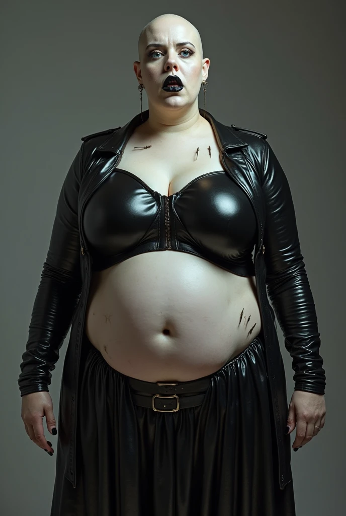 Pregnant, boy, flat chest, skinny, goth