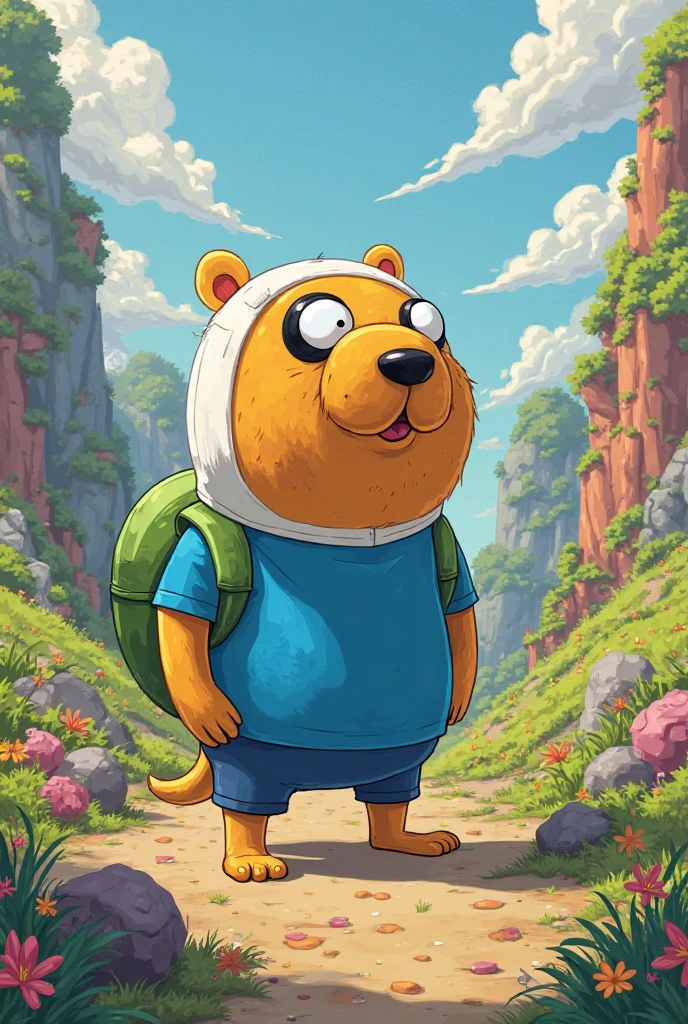 Animated Capybara disguised as Flin Adventure Time