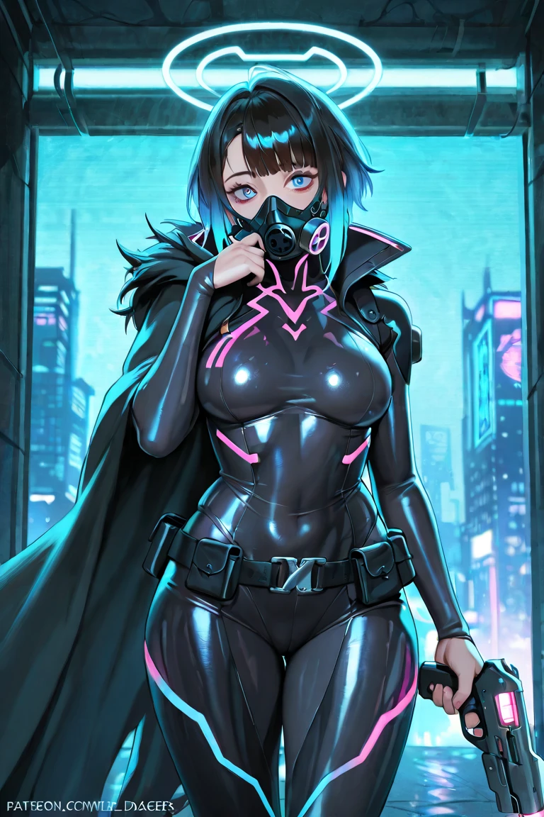 (highest quality:1.2, Very detailed, Latest, Vibrant, Super Detail, High Contrast, masterpiece:1.2, highest quality, Best aesthetics), cyberpunk suit,cyberpunk design,comic style,excellent body lines,well-equipped attire, amazing feminine silhouette, special operative, vibrant colors, immersive lighting