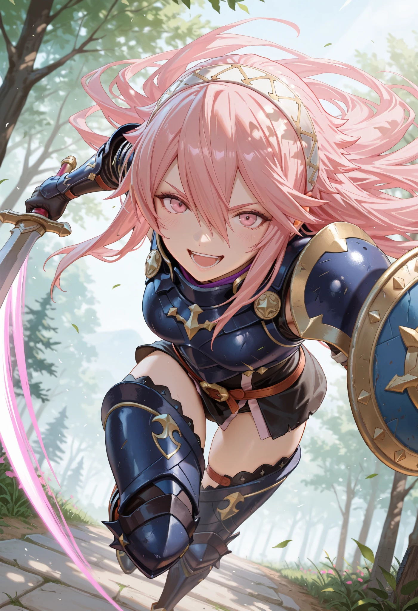 (masterpiece:1.2), best quality, utilizing the (golden ratio:1.618), (dark aesthetic, gloomy aesthetic, horror aesthetic:1.2), dark undertones, (cinematic lighting:1.2), (detailed lighting:1.1), pixiv, realistic proportions, villain, evil, (1girl:1.1), (accessories:1.1),
(astolfo fate:1.4), (1boy), solo, (otokonoko:1.2), (trap:1.2), (full-body view, medium long shot:1.1), multicolored hair, pink hair, (white:1.1) hair, (hair intakes:1.2), long hair, black hair bows, purple eyes, ((((warlocks's)) ((Barbarian)) armor, ((bikini (armor:1.2), pauldron, scale armor)))), thick hips, (washboard:1.2) (breasts:0.8), (flat:1.2) (chest:0.8), (excited, smiling, fierce expression), fighting stance, fist pump
(full body view:0.8), dynamic pose, dutch angle, (highres, absurdres:1.2), nature, ((overgrown, plantlife, dirty, nature))