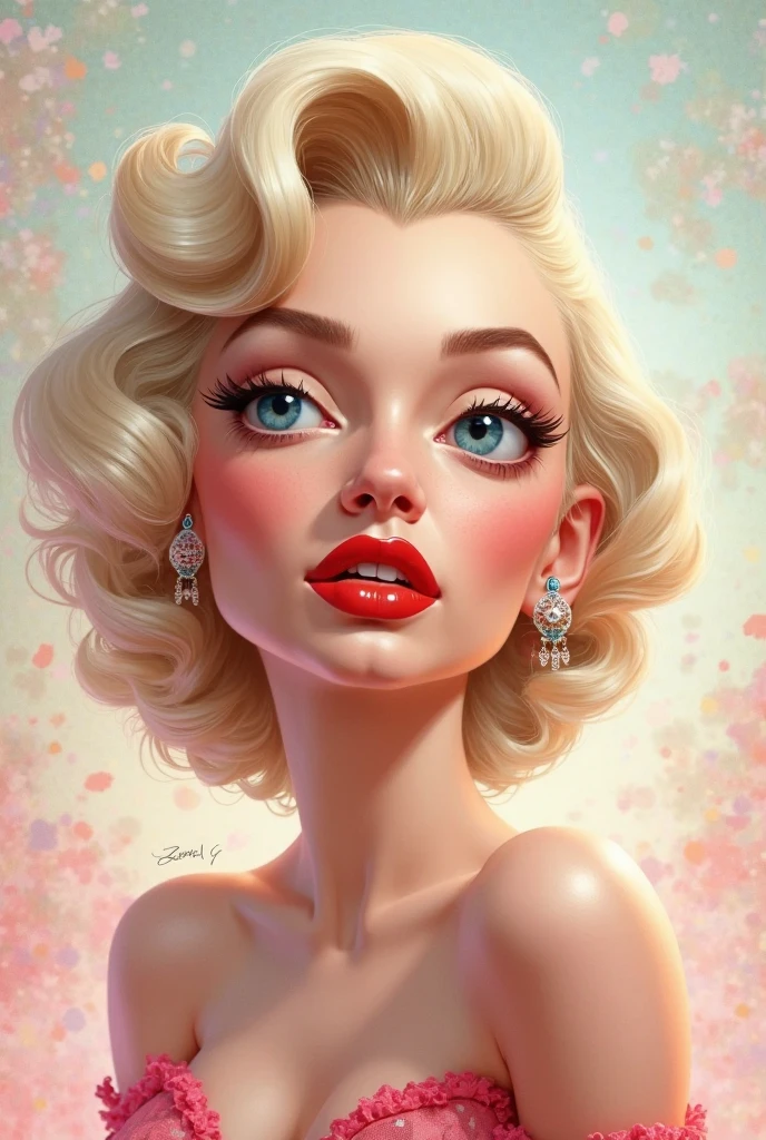 A women posing for a portrait in a pink dress, marilyn, Disney characters
