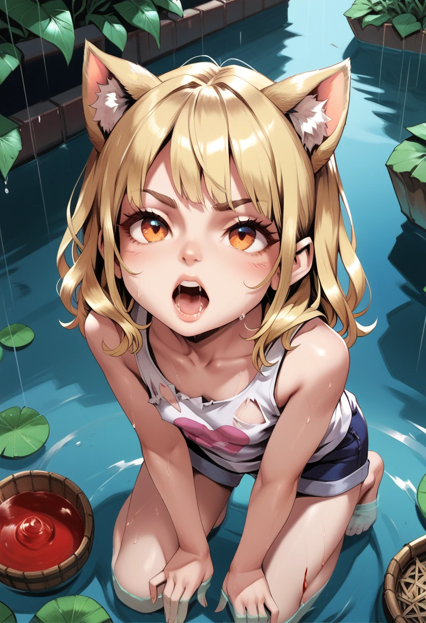 naked、female、Cat ear、open your legs、Ahegao、Squirting