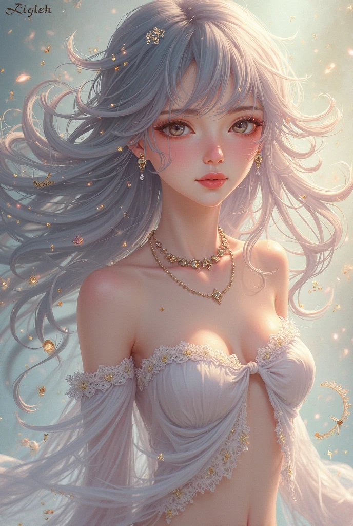 1girl, short white hair, ethereal, white ears, looking up, shy, timid, voluptuous, miniskirt, bikini, cat ears, cat tail