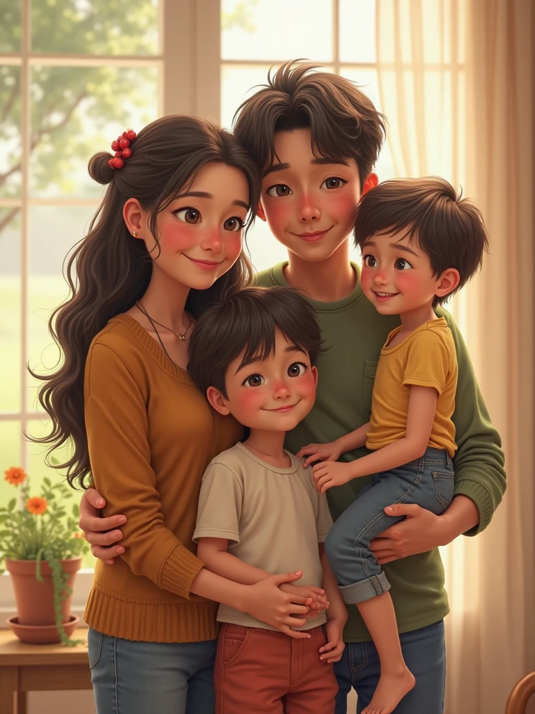 a person with Asian features, young and very attractive, with an Italian wife and 2 daughters
