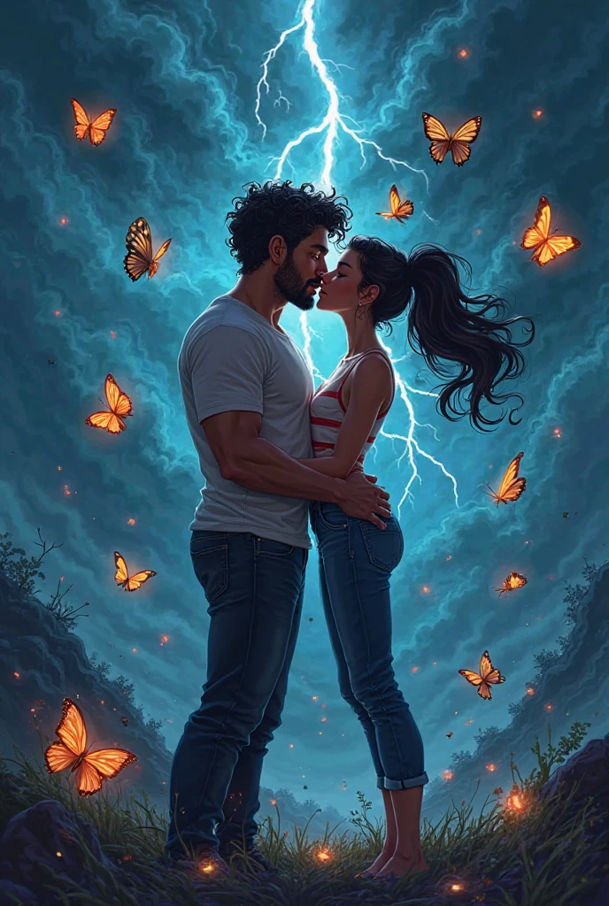 Black and white art, Sketch, fine lines and shading, a scattering of dots and lines creating a modern glitch effect,
illustration, drawing of a couple of people standing on top of a rock, first love, first kiss, Pixiv competition winner, blue jeans. real 5, steam style,
yellow, blue and light blue,
Fujifilm XT3, sharp focus, bokeh (dark light), inspiration. Authors: Jim Mahfood, Henry Asencio, Greg Rutkowski, Craig Davison, Jenny Saville, Bernie Wrightson, Frank Frazetta. style-sylvamagic