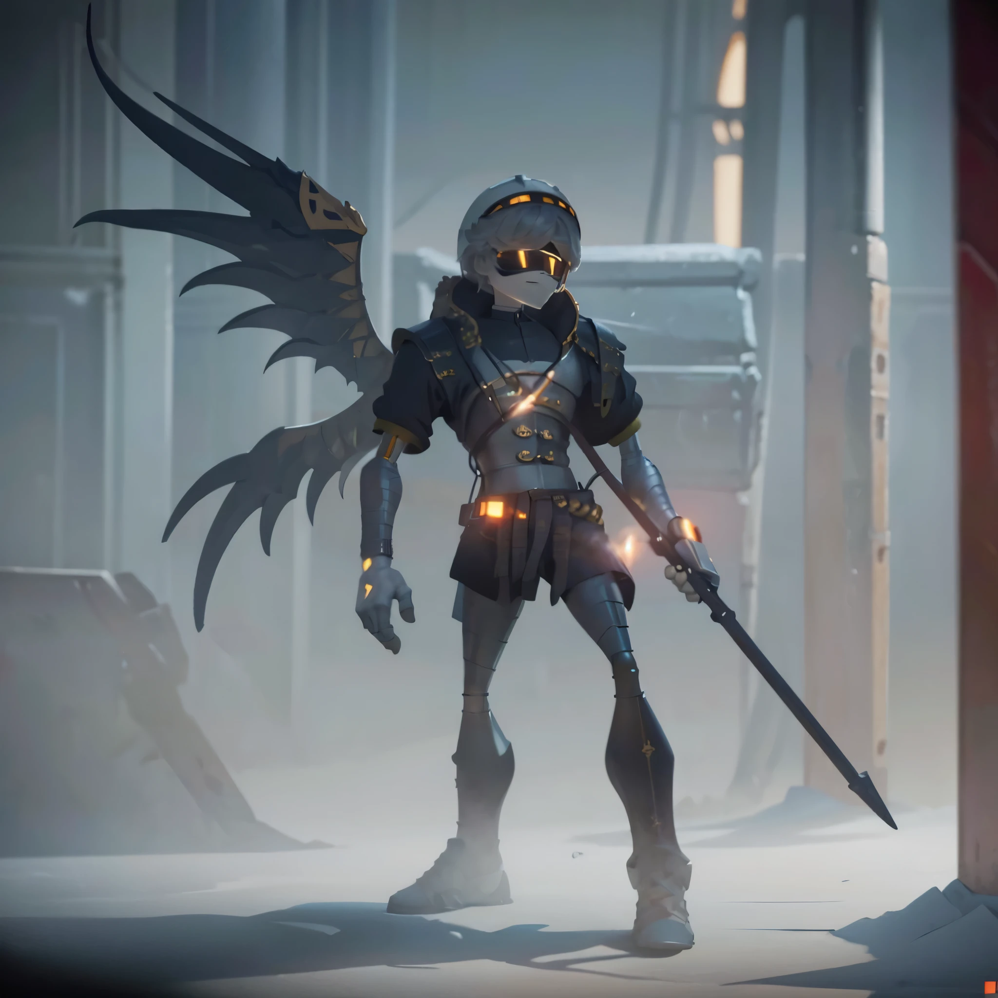 Murder drones, boy, body muscular, cuthair black, armor Colosseum Stand tall, full body
