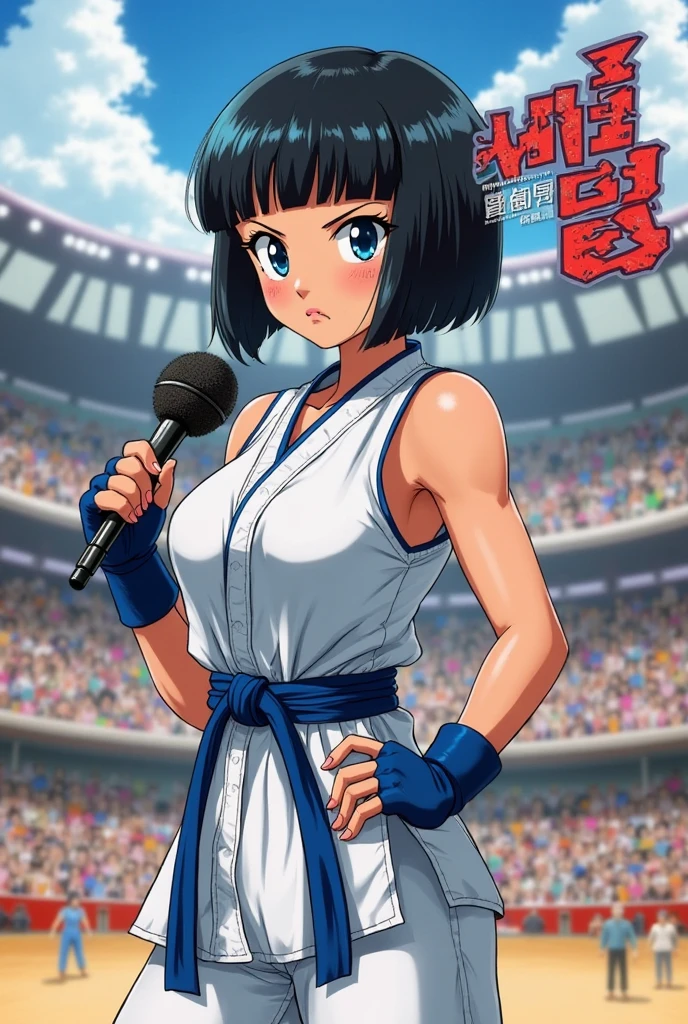 best quality, ultra-detailed, high resolution, 1990s_(style), retro artstyle, 1990s anime cels style, sports bra,stomach,thighs ,short shorts,navel ,fingerless gloves ,collarbone,