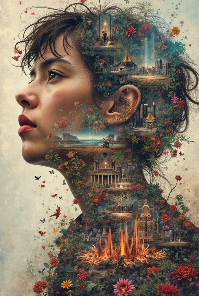 score_9, score_8_up, score_7_up, score_6_up, score_5_up, Jed-dblexpsre,Jed-dblexpsre effect,double exposure,merged, Cross-stitching ("Mons Insurance":1.3) , Intricate patterns, embroidery thread, sewing, fine details, precise stitches, textile artistry, symmetrical designs, varied color palette, traditional and contemporary motives, handmade and crafted,canvas, nostalgic charm, black background, <lora:DoubleExposure:1>, lush, detailed, warm light, flowing