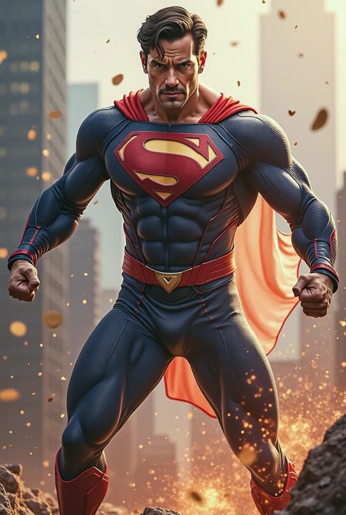 1 furry, a cow, a cow as Superman, half body, bright light, front lighting, daylight, outdoor, cinematic, 8k wallpaper