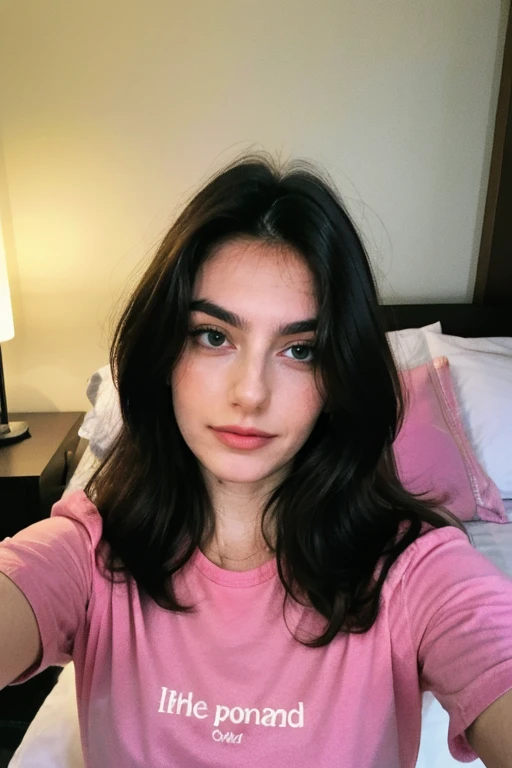 girl in room taking mirror selfie with a beautiful face