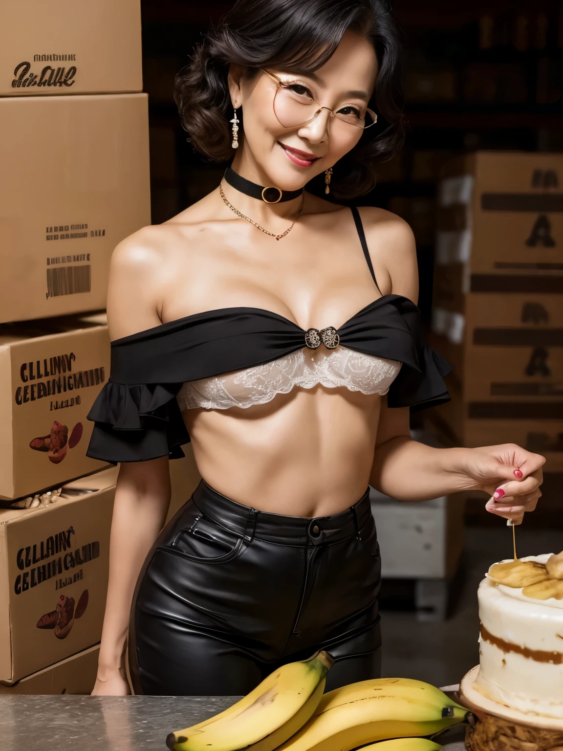 Inside the Starbucks store、24-year-old office lady in a miniskirt suit、((Eat cake、Drink coffee))、smile、Heart Necklace、Gold bracelet
((Emphasize cleavage))
(((A yellow and black floral bra is visible.)))
((((Dark eye makeup))))
