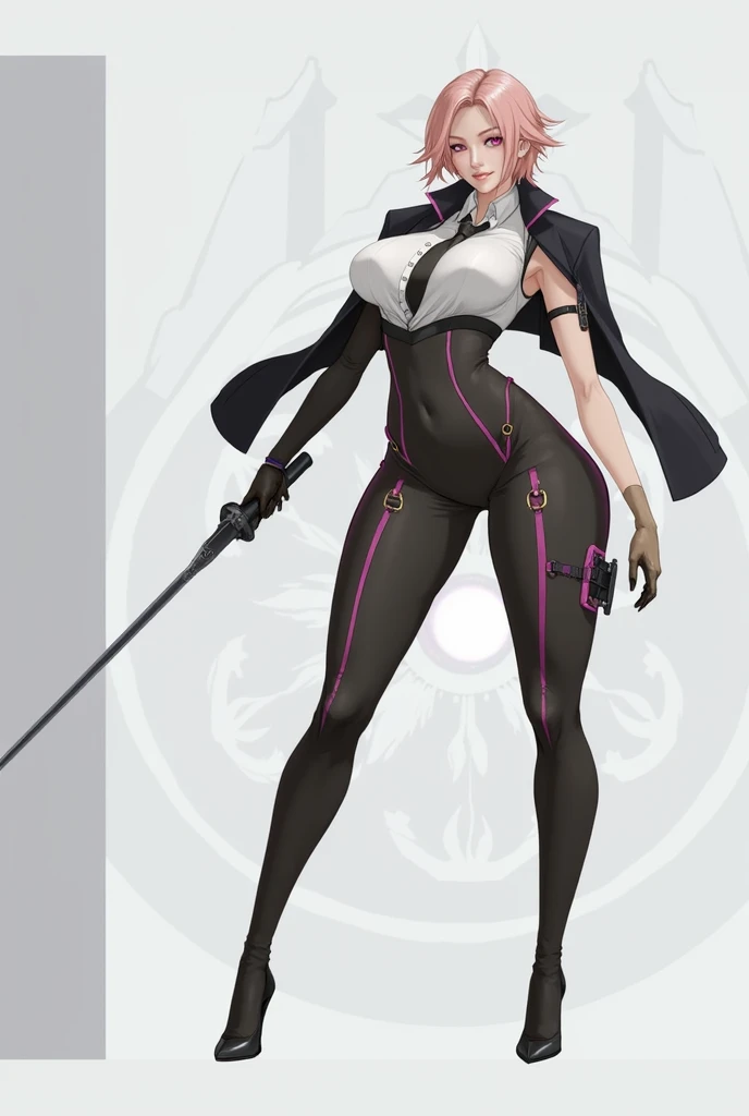 (Masterpiece, grey background:1.2) full body standing straight symmetrical looking to the viewer, view from below, far shot, cow boy shot, purple skin, drow, elf, 1girl, mature, purple eyes, pinched eyes, short silver white hair cut (yellow tiger bikini print long sleeves and long stockings) abs, navel, big knockers, tatter rags, leather choker, chain collar, stomach tattoo (red tattoo) hands on hips, wide hips, thick thighs, metal sandals