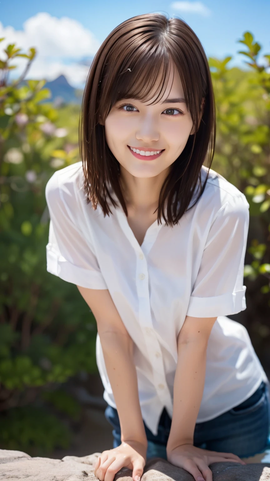  (Mountain Walking )、close ~ eye、embarrassing、(  Fucked in dog position by man )、pubic hair、 short hair、 they hesitate ,、 wet hair ,   Wakino,, (  high chroma:1.0),  ( very well detailed肌), (repay:1.0), ( Ultra High Definition :1.0) ,(realistic:1.0), ( very well detailed:1.0), (8k, RAW photo:1.1)、 rise of the center、Expand Your Legs、 Yoshizuki Iori 、(Completely naked)、( front view)、brown hair、(  front map )、 in the pool {x} clitoris、pubic hair、squirting、small breasts、standing