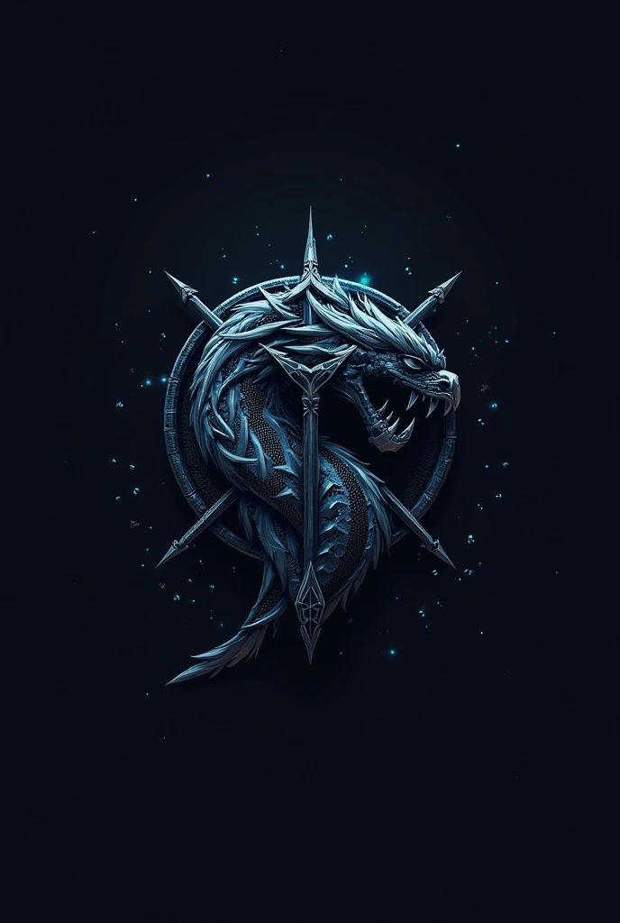 Shield with dragon drawing and a sword behind the shield, Cartoon, minimalist vector --auto --s2
