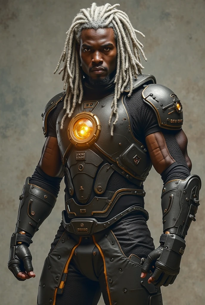 ((masterpiece, highest quality, hires, amazing detail, 8k, best quality, muted colours)), back view, rear upper torso shot of middle aged man laughing and turning to camera / will smith /, wearing highly damaged battlesuit, perfect facial hair, scars, cybernetic implants, prosthetics, mirrorshades, ((intricate details)) ghost in the shell, gantz, gritty, cyberpunk background, broken, dystopian,