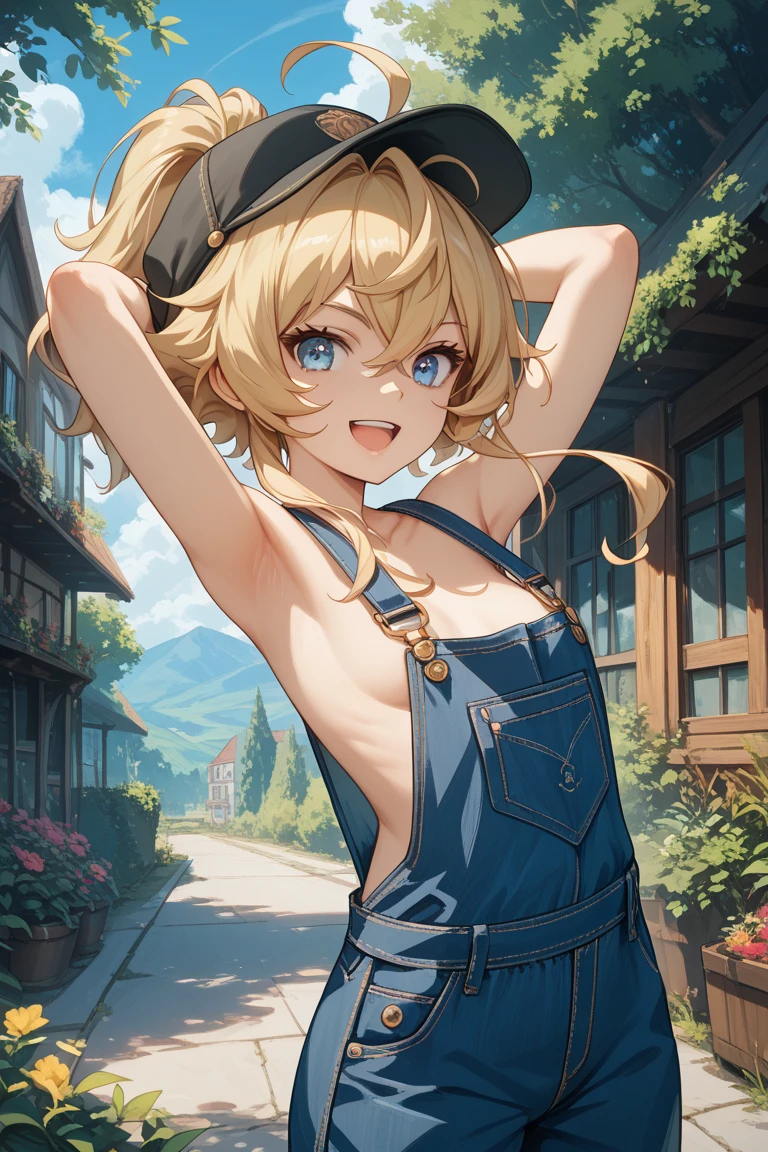 masterpiece, best quality, girl, , (petite), blonde hair, middle hair, cowboy shot,
smile, leaning forward, nakeim dress, small breasts,