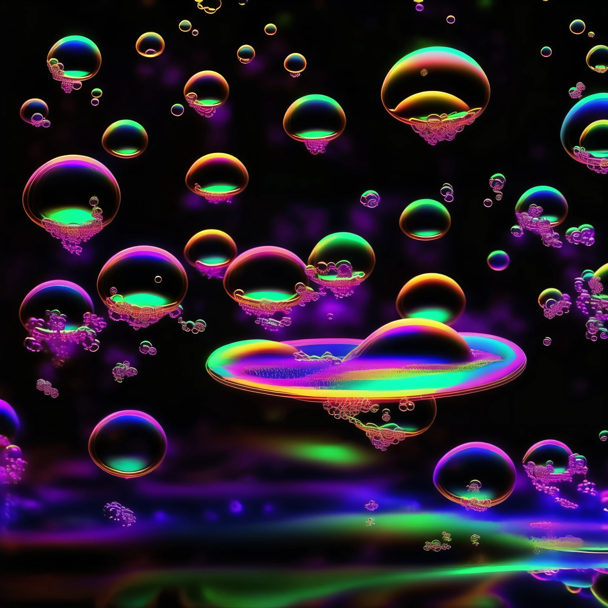 A close up of beautiful bubbles floating on top of each other, LSD, DMT imagery. octane render, psychedelic droplets of water, abstract liquid, and intricate rainbow art. octane render, black 3d fluid simulation, ethereal bubbles, swirling liquids, and highly detailed, octane render, reflective rainbow bubbles, twisted colors inside of glass spheres, Psilocybin Dream inside an amazing image of light emerging from colors in a shimmering glass morphing out of colors, bright neon and fluorescent colors,very bright, vibrant colors, perfectly formed and symmetrical reflective bubbles and spheres, attention to detail with these beautiful bubbles and spheres, Extreme Hallucinations in a gorgeous piece of psychedelic digital artwork, Stunning, pixel art, tripped out colors, 4d mandelbulb psychedelics, glass like psychedelic landscape, intricate rainbow environment, psychedelic underwater brightness and glow with neon colors, glowing colors twist inside of translucent glass spheres and bubbles with light and color reflecting off of both in bright fluorescent colors, psychedelic trip, fluorescent and neon aesthetic, psychedelic vibrant colors, bright psychedelic paint splattered backgrounds,swirling spirals and vortex, bright vibrant colors popping out from 3d glass spheres, Rotational Symmetry, Pixel Assets, Portrait photography, Surrealism, Photorealistic, Hyperdetailed, Glass Morphism, Digital Art, Sparkle, Optical Illusion, Glowing Light, Reflective Light, Overexposure, Backlighting, Depth Of Field, Spheres and bubbles show perfect Symmetry, UHD, High Details, High Quality, Super Detailed, Full Focus, Awe inspiring, Shockingly unique wallpaper art, Breathtaking, Indescribably Beautiful, Heaven sent images, Best Quality, Award Winning, MasterpieceA close up of beautiful bubbles floating on top of each other, LSD, DMT imagery. octane render, psychedelic droplets of water, abstract liquid, and intricate rainbow art. octane render, black 3d fluid simulation, ethereal bubbl
