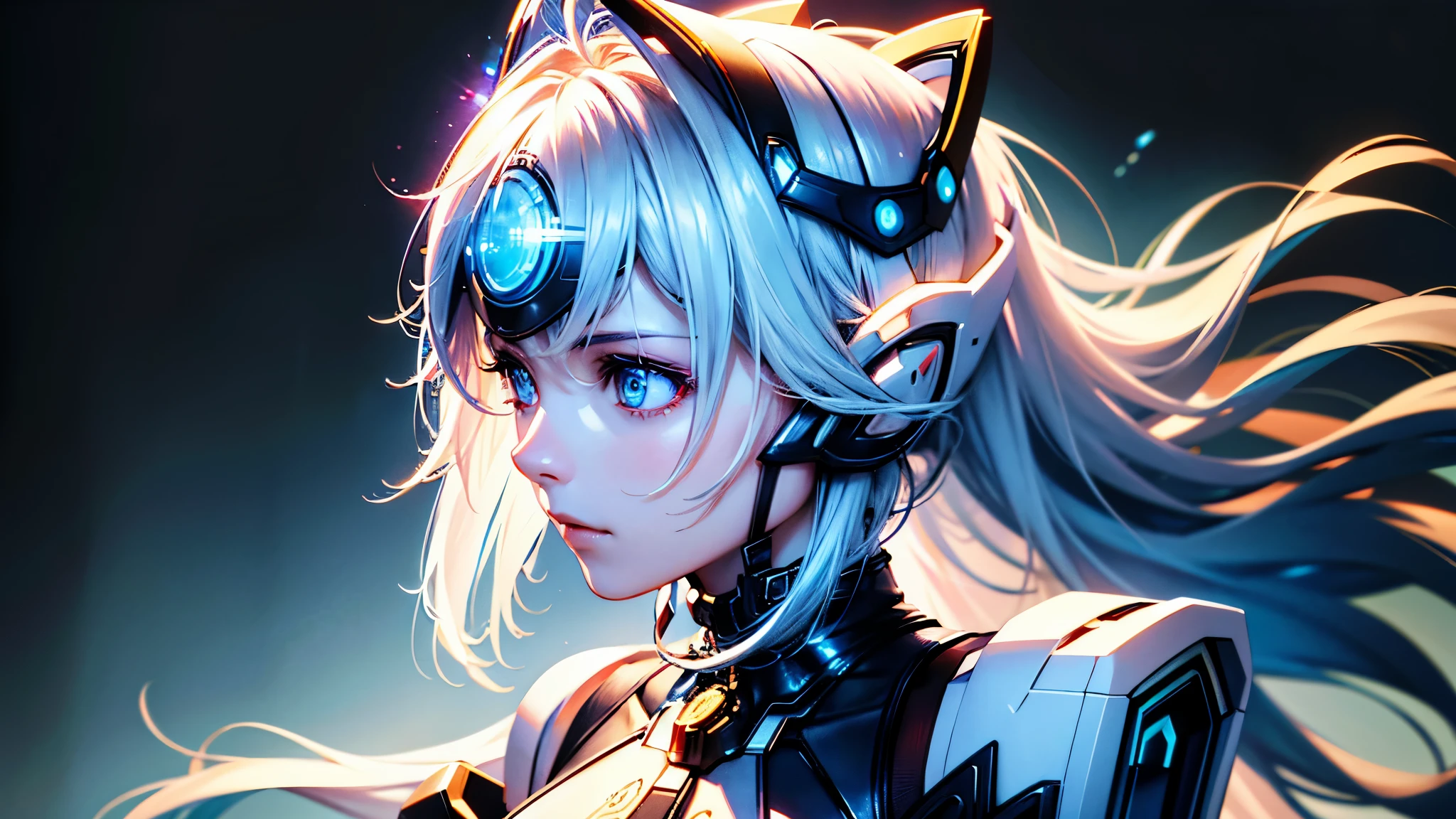 Highest quality、masterpiece、Ultra A high resolution、(photorealistic:1.4)、1 girl、light blue hair、 straight hair ,  SHINY AND CLEAN HAIR 、 White Shiny Skin 、 sexy cyberpunk girl 、(( cyberpunk person ))、shadow、octane rendering、Ultra Sharp、 in bikini 、 fiberglass 、Light emitting tube、 Extremely Complex Details 、 real light 、 CGSoation Trends、(( golden eyes ))、(facing camera)、Neon Details、 Mechanical Hands 、Attractive grueling that has become a hot topic in cloudscape art of mechanical vertebrae、 mechanical neck attached to the neck  、  wires and cables connecting to the head  、Cosmic Background Radiation、 rat path section、(( Valkyrie ))、(( beam gun))