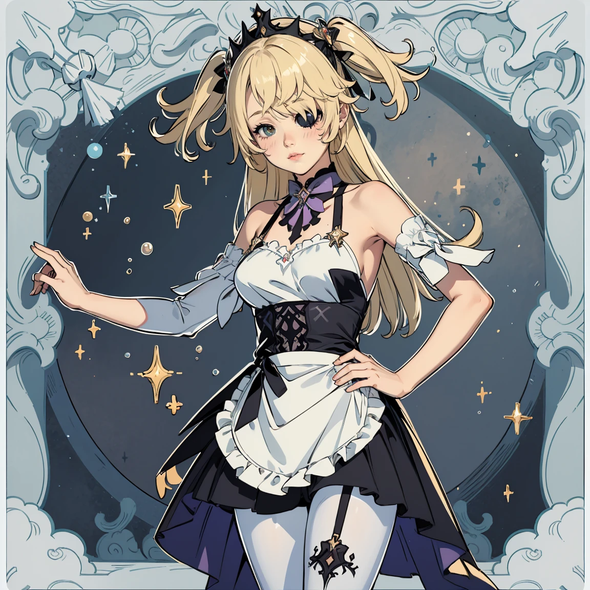 (perky :1.2), (pointed :1.2),(((Black Tunic:1.3))),(((cakes and bread in the basket),Cute and beautiful girl,Cute round face,Cute smile,with blush cheeks,Red Lip,a girl 17 years old, :1.2, beautiful body:1.3), shinny skin, BREAK, ((alice in the wonderland:1.3, cute, kawaii, lovely, funny, a girl falling down from sky:1.3, girl flying in sky:1.4, girl floating in air:1.5, rolling  by wind:1.6, (with sparkling eyes and a contagious smile),open mouth, Looking at Viewer, surprised, putting hands on  over the skirts:1.5)), BREAK, ((floating things as follows:1.3, PlayingCards, , tea cup, tea pot, tea spoons, pocket watch:1.3, lip sticks, candies:1.2, cookies, jam bottles, classical door_keys)), ((long purply_Blue dress :1.5, wearing long flaired skirt:1.3, the skirt is blowing:1.3, cute pink Apron, black stockingedium long platinum-blonde hair:1.2, twin tail hair:1.6, tied hair with a large ribbon), (Blue eyes, bright pupils with highlights, detailed eyes), (lying down on your back:0.7, spreading legs with rising up straight:0.7),  posture, fantastic colorful art, (fantasy art:1.2, wondered images), ((correct :1.5, perfect :1.3, correct hand, small foot:1.2)),
