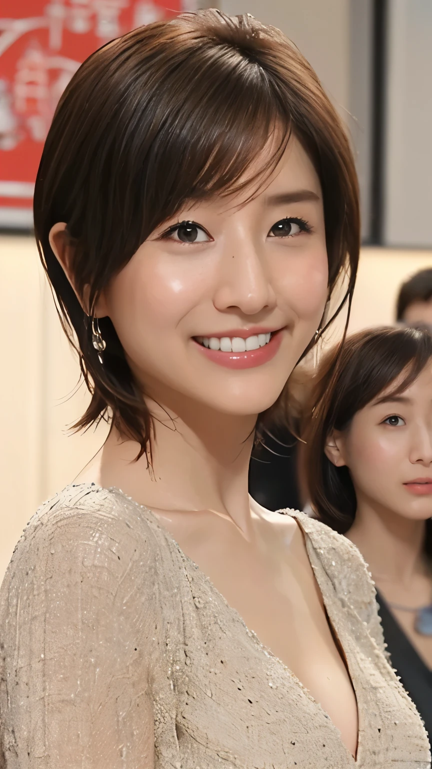 HD , masterpiece , smile、anatomically accurate, number々 Awards, Ultra High Precision, textured skin, Big Breasts , perfect style、woman、Age 30、 medium breasts 、 business suit、 perfect style、teacher、 school classrooms、machine、 Giving Lectures 、 standing、 、 front view, very short hair、 trimmed pubic hair 、 video
