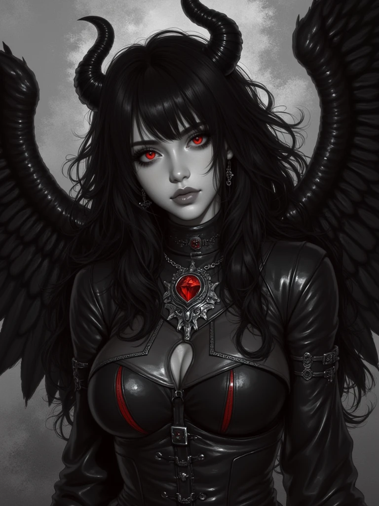 a cartoon, a hot sexy girl, face sexy, leather, trap, dressed as a dark angel, grafitti stylish, in the backgournd it is written in grafitti "torino"