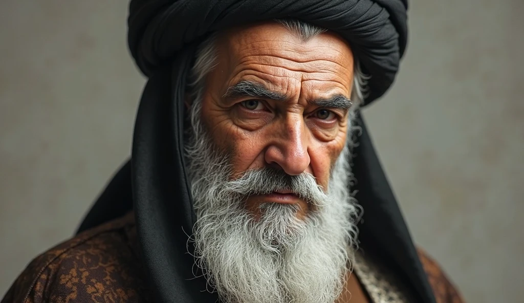 Old Arabic militarian leader portrait dark colour oil and antique 