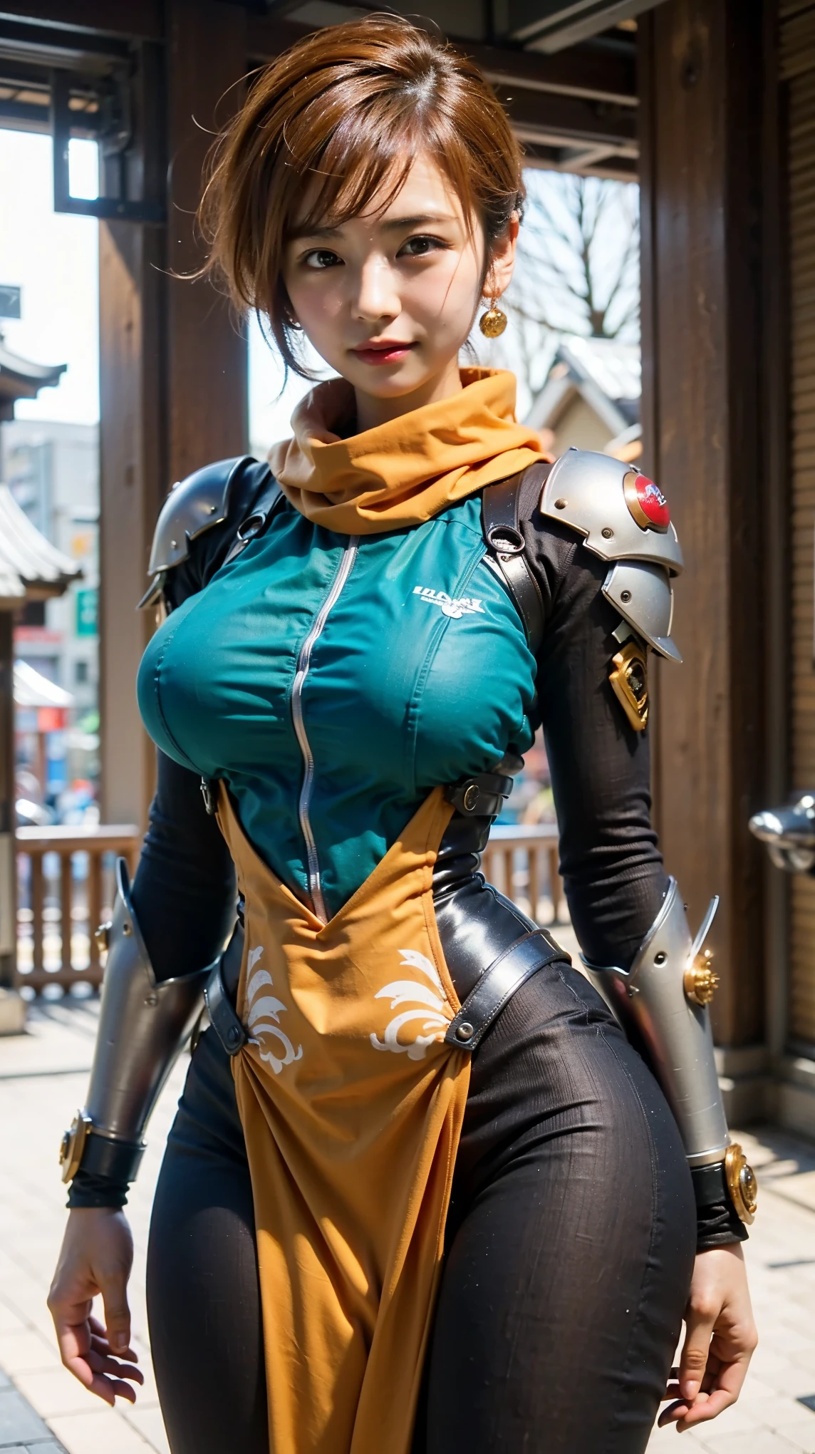 (Completely live action:1.37), (ultimate realistic textures:1.37), (masterpiece, best quality:1.2), (8k uhd, 16k, 32k, ultra high res), amazingly realistic skin, amazingly realistic photo, superrealism, (photorealistic:1.37), (RAW photo), extremely realistic, (extremely realistic all details), (extremely realistic all textures), extremely realistic lighting, extremely realistic shadow, (japanese girl:1.5), ((young face)), smiling, happy, extremery realistic face, extremely realistic skin, extremely realistic eyes, extremely realistic background, extremely realistic detail up, kkw-ph1, ((extremely intricate details, mechanical armor, Blood vessels, muscle fibers, skeleton))