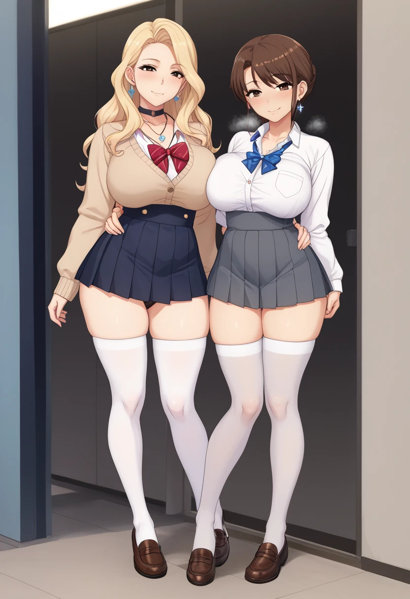 ((1 girl))、(smile:1.5)、small breasts、(cowboy shot)、(fun!!)、(white cardigan:1.5)、(blonde)、blush、(single braid)、(eye highlights:1.3)、blake black footwear,(黒いskirt)、bow, button, shirt with collar, long sleeve, ((red bow tie, , black jacket, open jacket, brown cardigan, white shirt, 黒のskirt, チェック柄のskirt、white socks)),, shirt,, skirt, socks, thighs, white shirt, rest indoors, ((classroom:1.5))、 BREAK While watching the audience、(skirtを掴む:1.0)、 (perfect hands, perfect anatomy),cowboy shot、(skirt lift:1.3),(highly detailed white panties:1.3)、(highly detailed panties:1.3)、、(skirt that rolls up:1.3)、(fully exposed panties:1.5)、blue eyes