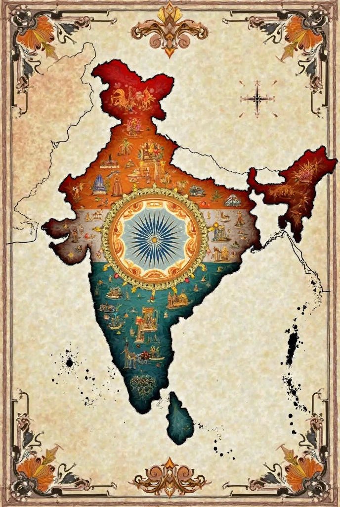 Indian map with Narendra modi and population