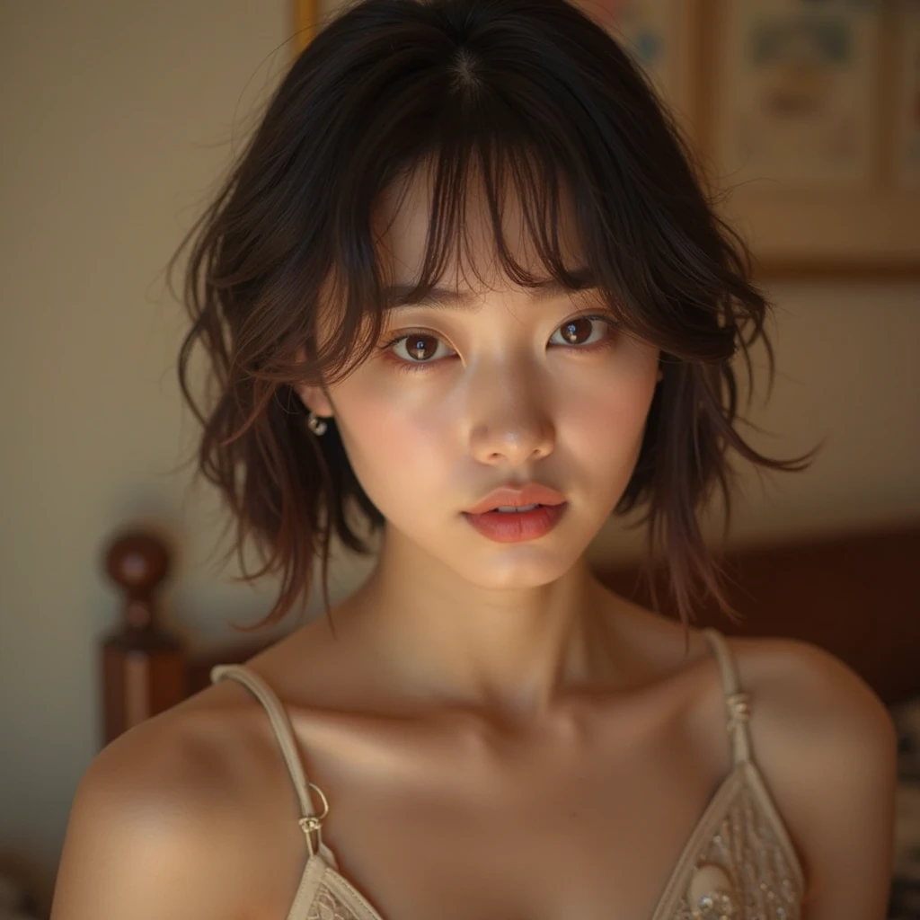 (((One person,One personで))),(Highly realistic photos, High resolution, Detailed face, Beautiful Eyes) ,Japanese、 28-year-old, Cute Face, Nice body, Take a photo book,Healthy Body,Thighs、turn over、Written boundary depth,、Narrow eyes,A light smile、Good Hancock Cosplay、