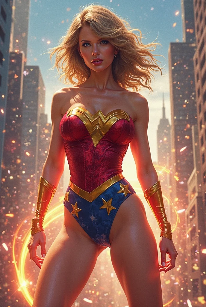 wonderwoman, long long gorgeous shine blonde hair, slender body, latex, leotard, bright red costume, ((blown away)), enveloped in heat hell, red heat, (received heat bullet), (burning air), dark red space distorted, cruelly, (painful), helpless, (screaming in pain), eyes closed, holding on, crouching, gritting teeth, suffering, leaning back, shrimp warping, (lying face up), spreading hands, lifting feet off the ground, being blow through the air, seen many explosion, explosion nitting her, hair swaying in hot air, in underground base 