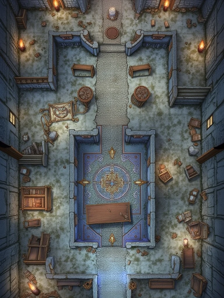 High Fantasy Dungeon Interior Playmap Description Top-down view of an ...