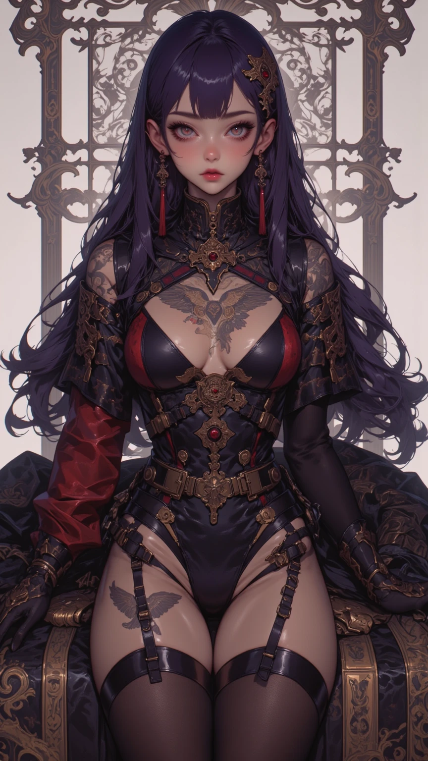 Nsfw, Full body portrait, Skull joker girl demon concept art portrait by casey weldon, olga kvasha, miho hirano, curvy hips, busty, lowleg panties, kneeling with legs spread apart, spread crotch, open legs, hyperdetailed intricately detailed gothic art trending on artstation triadic colors unreal engine 5 detailed matte painting, deep color, fantastical, intricate detail, splash screen, complementary colors, fantasy concept art, 8k resolution, gothic deviantart masterpiece