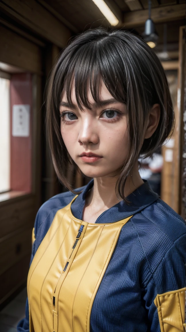 space fighters, japanaese girl, planet, head band, short cut hair, intercom