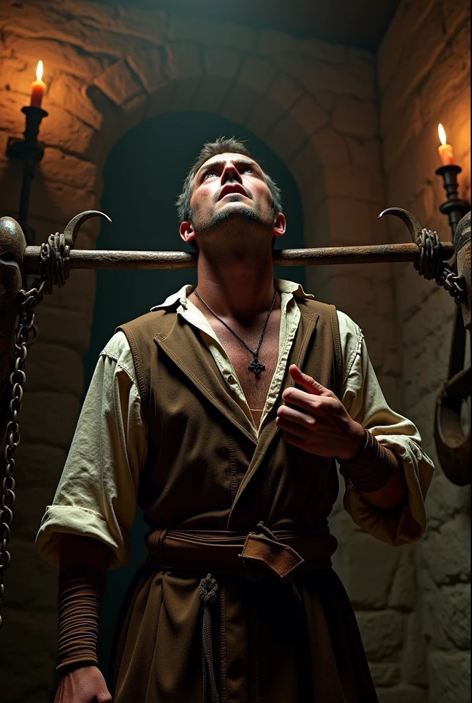 arafed man laying on a wooden cross with chains around his neck, henry cavill, herry cavill, henry cavill is a greek god, the the man is wrapped in chains, henry cavill!!!, henry cavill as a greek god, unbroken, dormant in chains, david gandy, film still dnd, portrait of henry cavill, tv still, photo still