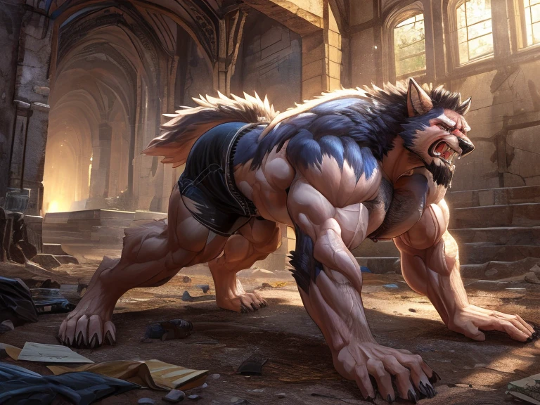 ultra-detailed, masterpiece, masterwork, high quality, best quality, hdr, (prison), posted on e621, (by hioshiru), nsfw, male, solo, (white little body minotaur), hairy dragon, (long silver hair, yellow eyes, angry, white chubby body), from below, dynamic angle, (nude, foreskin, perfect balls, restrained, shackles), stain body, drooling,