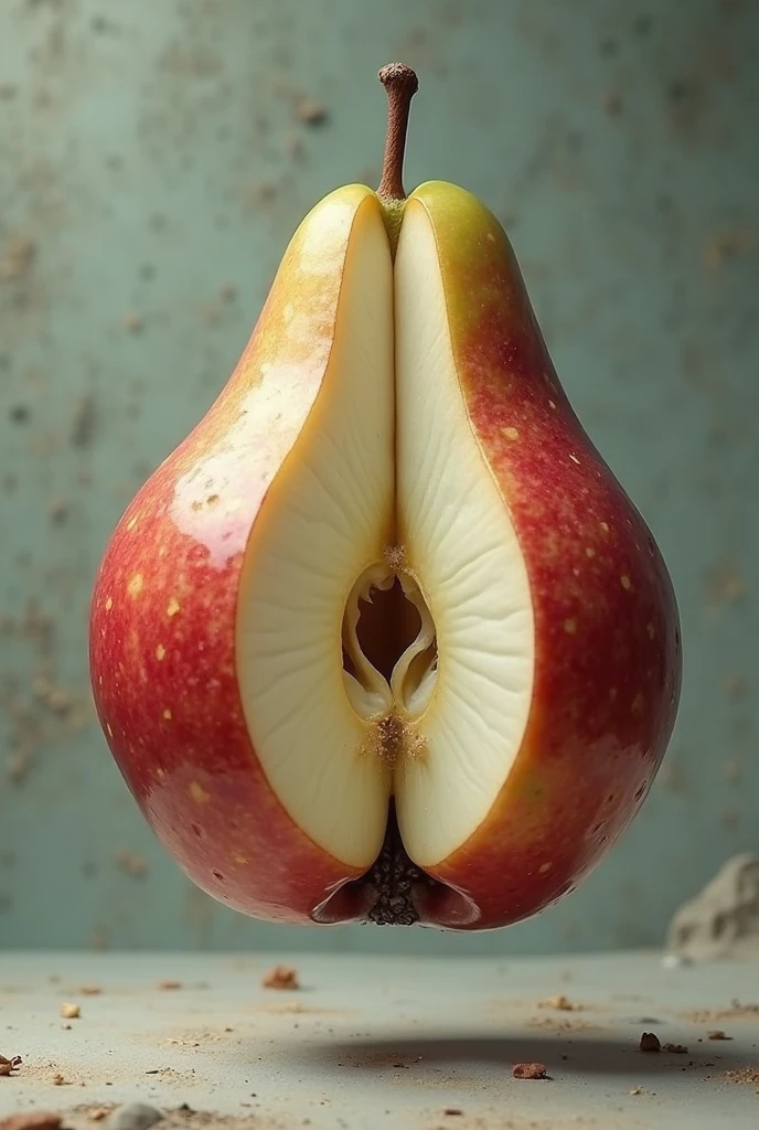 surrealism, an apple in the image of a woman's ass, a rear view in a thong!