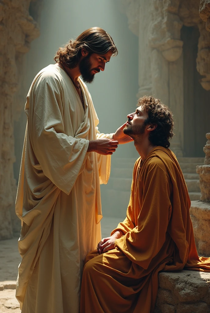 crie judas entregando Jesus, com imagens real.